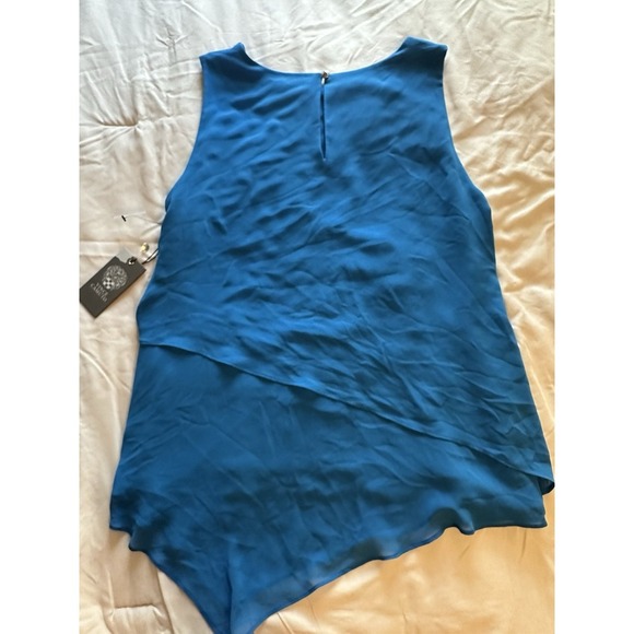 Vince Camuto Asymmetrical-Hem Double-Layer Blouse Peacock Blue NWT Small - Picture 5 of 16